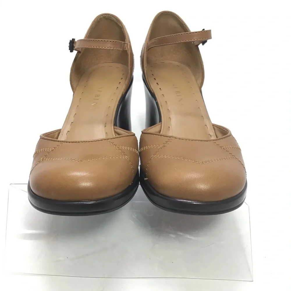 Gianni Bini Prisma Tan Leather Wedge Sandals 9M